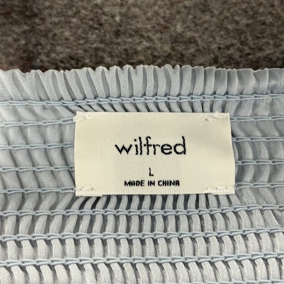 $98 Aritzia Wilfred Puff Sleeve Blouse In Light Blue Size Large L 10 - Picture 5 of 7